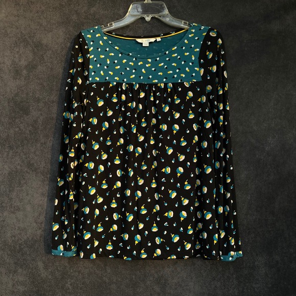 Boden Tops - Boden Tencel Lyocell Boho Long Sleeve Abstract Colorblock Floral Top Blouse US 6